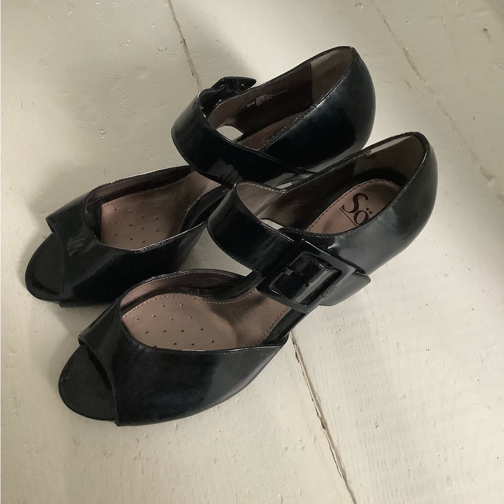 Söfft new peep toe patent leather shoes